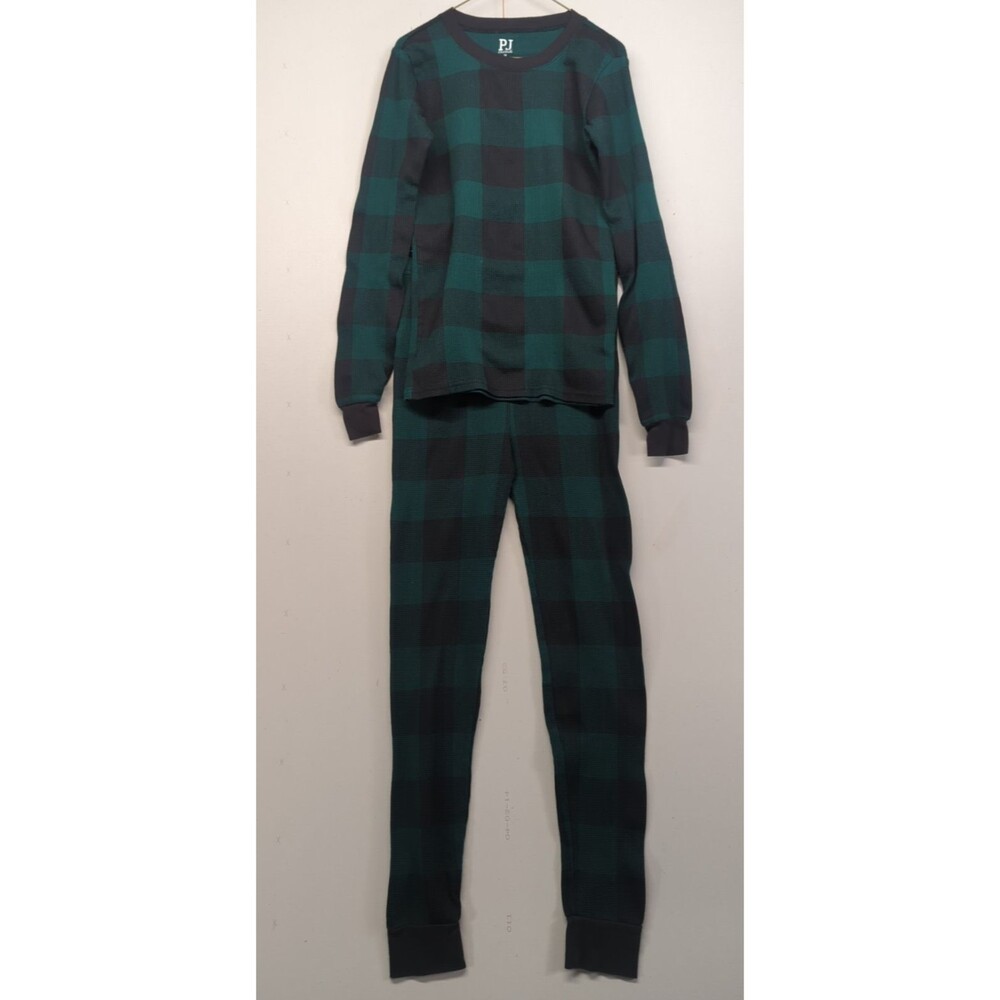 The Children's Place PJ Place Thermal Pajamas Set Youth 16 Green Buffalo Check